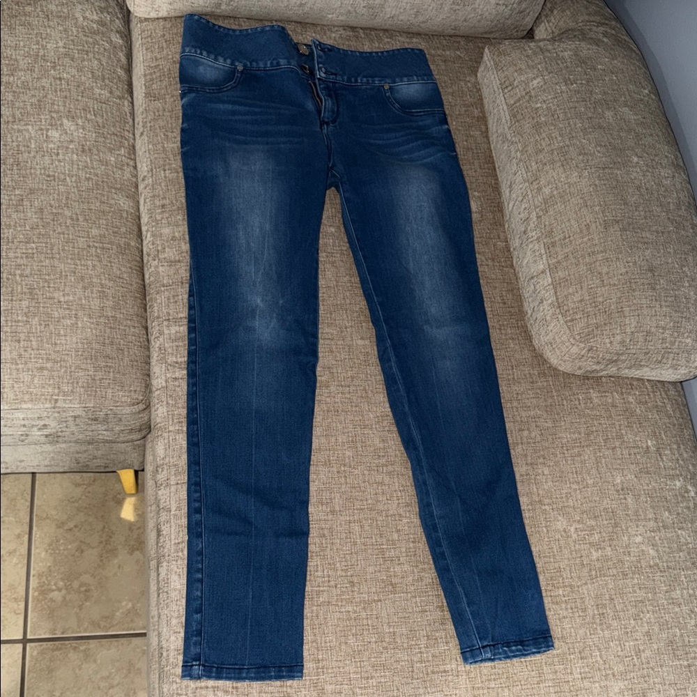 Women's Dark Blue Skinny Jeans - Stretch Denim